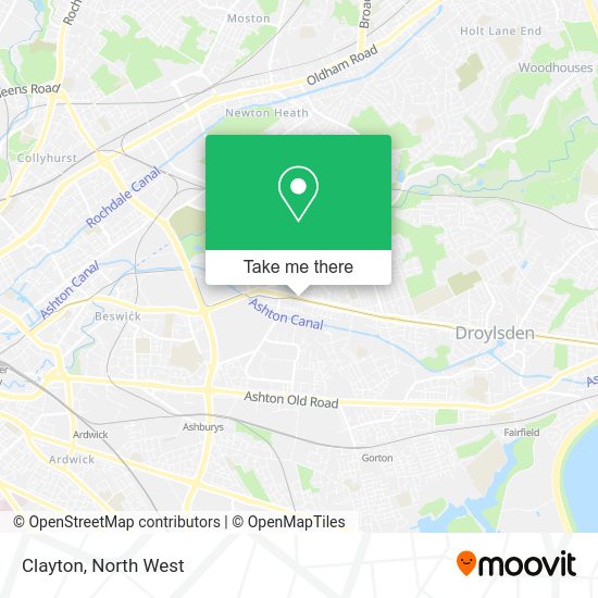 How to get to Clayton in Manchester by bus, light rail or train?