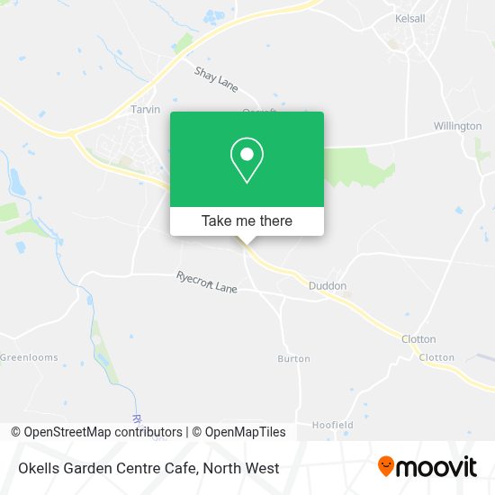 How to get to Okells Garden Centre Cafe in Cheshire by Bus or Train?