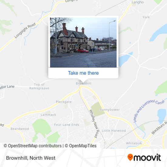 How to get to Brownhill in Blackburn by bus or train?