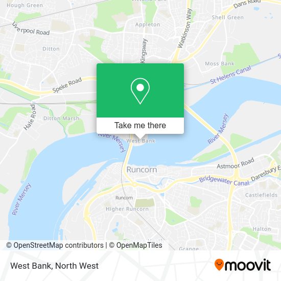 How to get to West Bank in Widnes by bus or train?