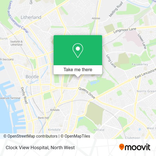 How to get to Clock View Hospital in Walton by Bus or Train?
