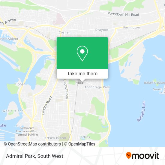 How to get to Admiral Park in Portsmouth by bus, train or ferry?