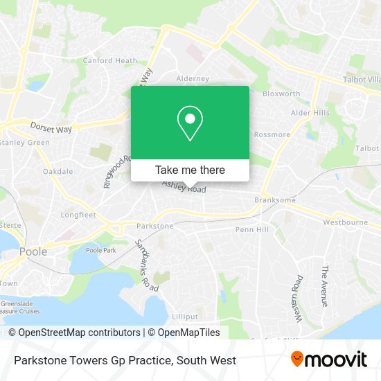 How to get to Parkstone Towers Gp Practice in Poole by bus or train?