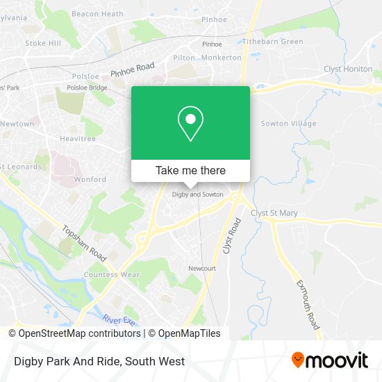 How to get to Digby Park And Ride in Exeter by bus or train?
