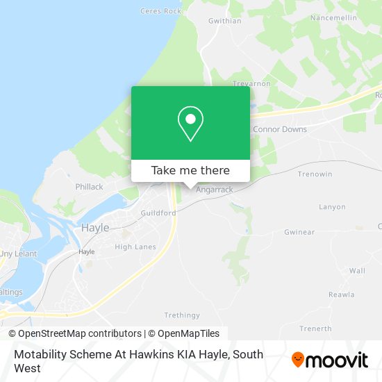 How to get to Motability Scheme At Hawkins KIA Hayle in Cornwall by Bus