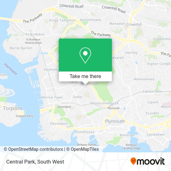 How to get to Central Park in Plymouth by bus or train?