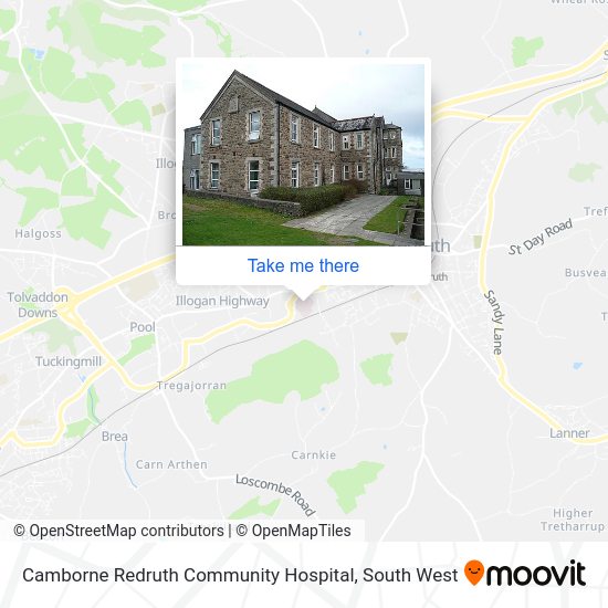 How to get to Camborne Redruth Community Hospital in Cornwall by bus or