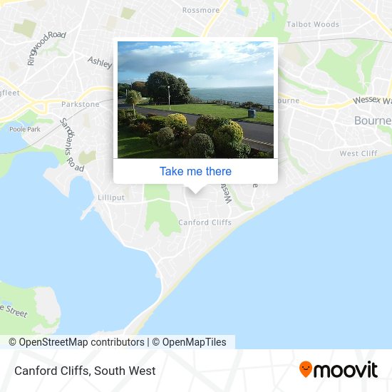 How to get to Canford Cliffs in Poole by bus or train?