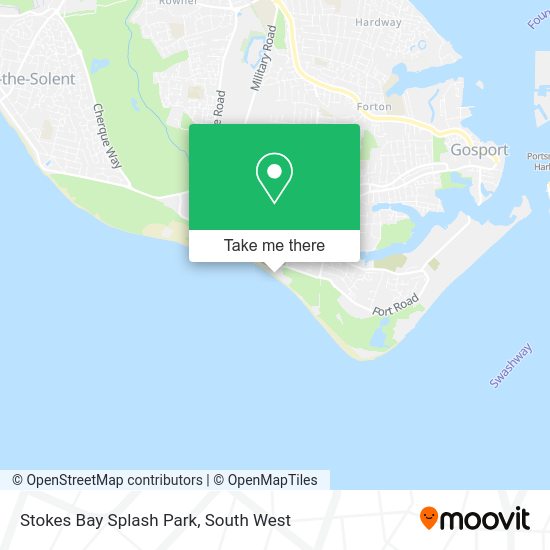 How to get to Stokes Bay Splash Park in Gosport by bus, ferry or train?