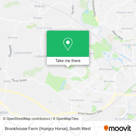 How to get to Brookhouse Farm (Hungry Horse) in Swindon by bus or train?