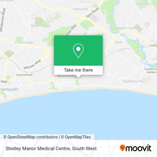 How to get to Shelley Manor Medical Centre in Bournemouth by bus or train?