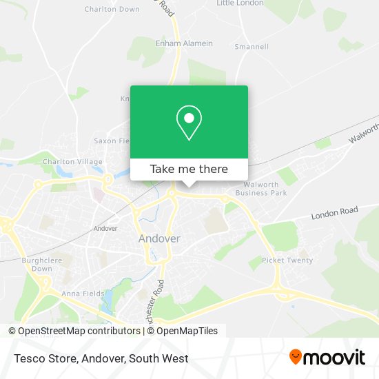 How to get to Tesco Store, Andover in Test Valley by bus or train?