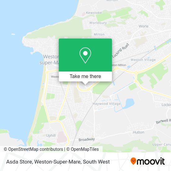 How to get to Asda Store, WestonSuperMare in North Somerset by bus or