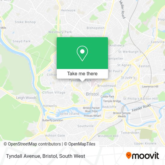 How to get to Tyndall Avenue, Bristol in Bristol, City Of by bus or train?