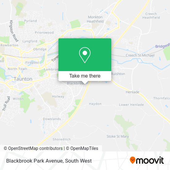 How to get to Blackbrook Park Avenue in Taunton Deane by bus or train?