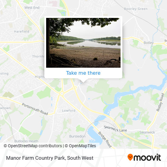 How to get to Manor Farm Country Park in Eastleigh by bus or train?