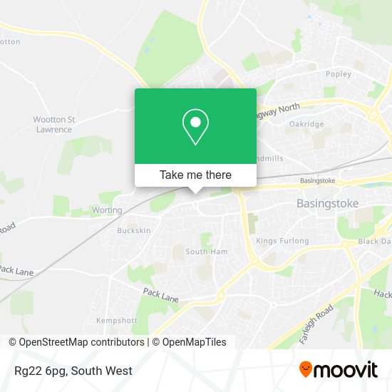 How to get to Rg22 6pg in Basingstoke And Deane by bus or train?