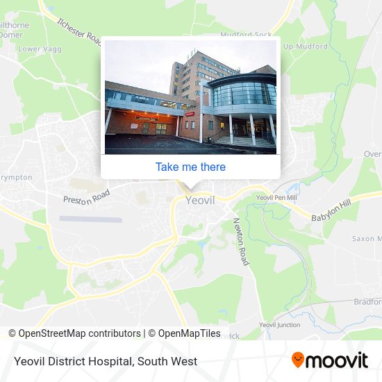How to get to Yeovil District Hospital in South Somerset by train or bus?