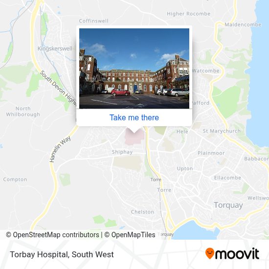 How to get to Torbay Hospital by bus, train or ferry?
