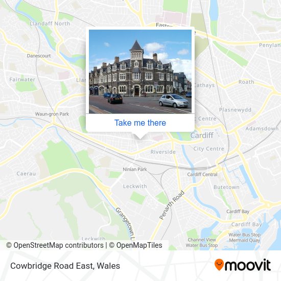 How to get to Cowbridge Road East in Cardiff by bus or train?