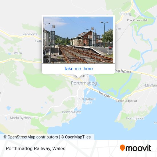 How to get to Porthmadog Railway in Gwynedd by bus or train?