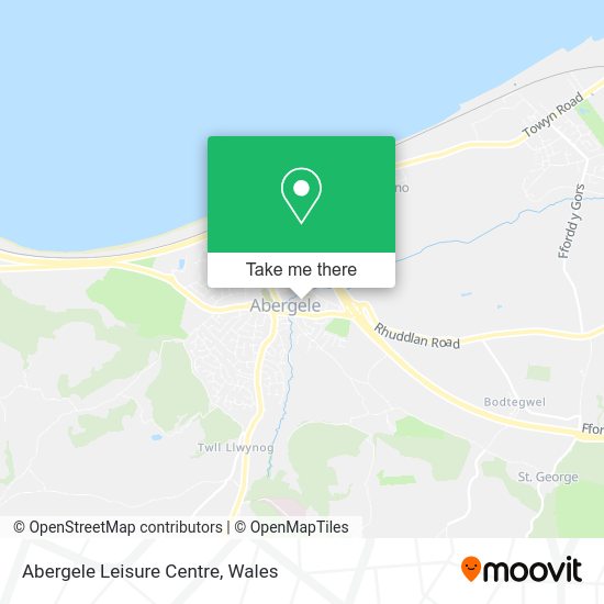 How to get to Abergele Leisure Centre in Conwy by bus or train?
