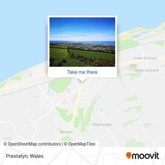 How to get to Prestatyn in Denbighshire by bus or train?