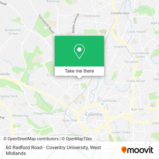 How to get to 60 Radford Road Coventry University by bus or train?