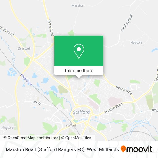 Directions to Marston Road (Stafford Rangers FC) by bus or train