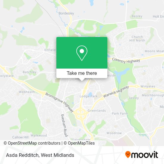 How to get to Asda Redditch in Central by bus or train?