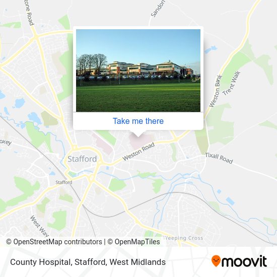 How to get to County Hospital, Stafford in Littleworth by bus or train?