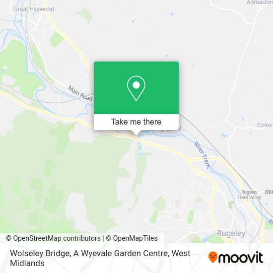 How to get to Wolseley Bridge, A Wyevale Garden Centre in Haywood & Hixon by train or bus?