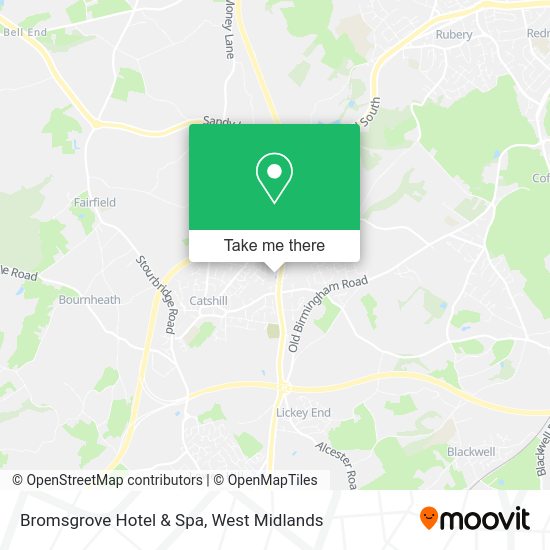How to get to Bromsgrove Hotel & Spa in Catshill North by bus or train?