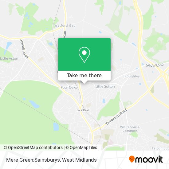 How to get to Mere Green;Sainsburys in Sutton Coldfield by Bus or Train