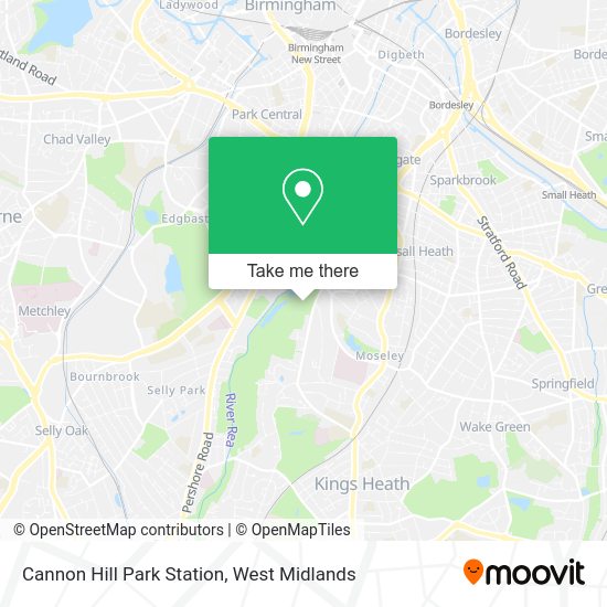 How to get to Cannon Hill Park Station in Moseley by bus, light rail or