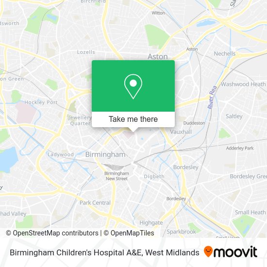 Birmingham Children's Hospital A&E Directions by bus or train