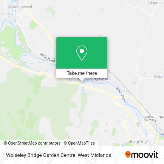 Directions to Wolseley Bridge Garden Centre by train or bus