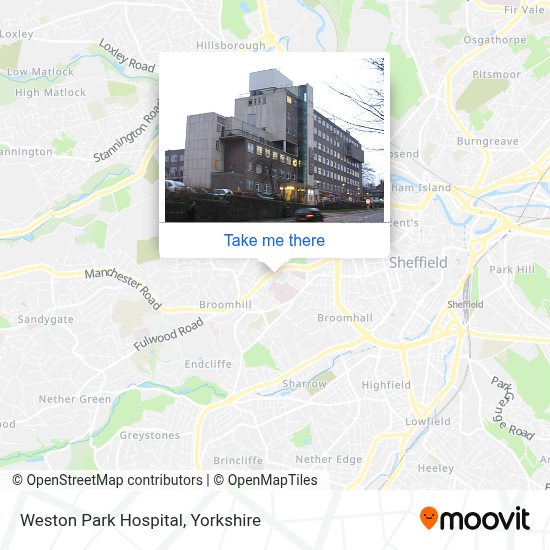 How to get to Weston Park Hospital in Sheffield by bus, light rail or