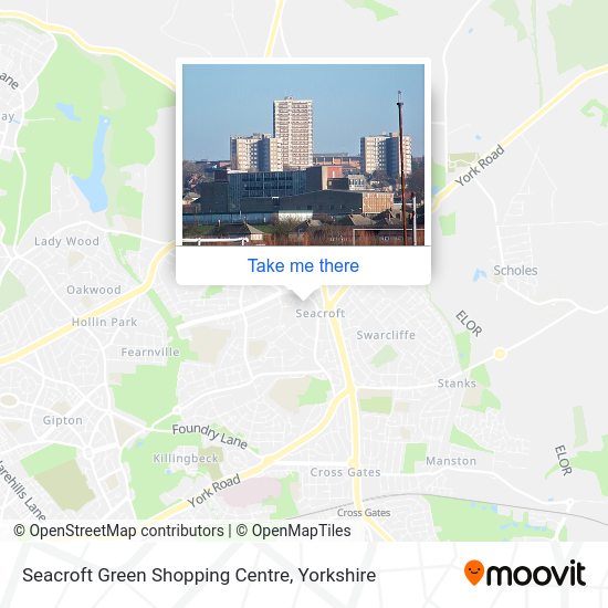How to get to Seacroft Green Shopping Centre in Leeds by Bus or Train?