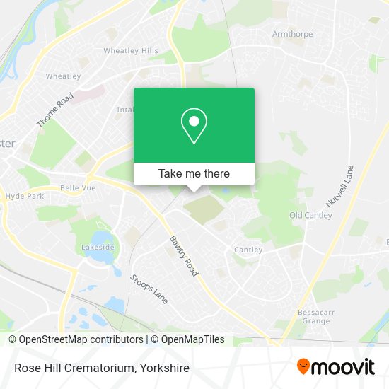 How to get to Rose Hill Crematorium in Doncaster by bus or train?