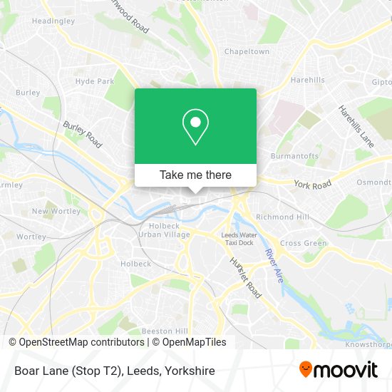 How to get to Boar Lane (Stop T2), Leeds by bus or train?