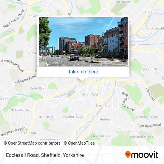 How to get to Ecclesall Road, Sheffield by bus, light rail or train?
