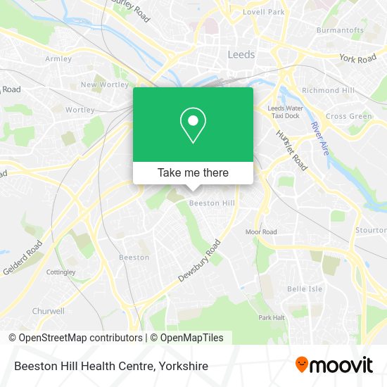 How to get to Beeston Hill Health Centre in Leeds by bus or train?