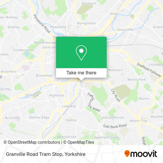 How to get to Granville Road Tram Stop in Sheffield by bus, light rail