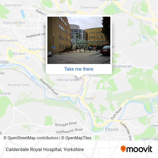 How to get to Calderdale Royal Hospital in Halifax by bus or train?