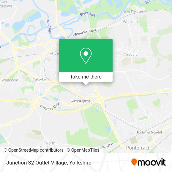 How to get to Junction 32 Outlet Village in Pontefract by bus or train?