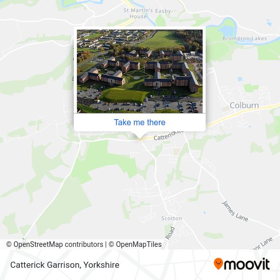 How to get to Catterick Garrison in Scotton by bus or train?