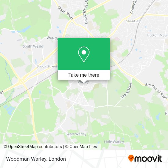 How to get to Woodman Warley in Brentwood by train or bus?