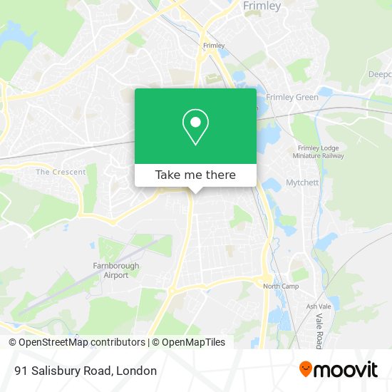 How to get to 91 Salisbury Road in Farnborough by Bus or Train?