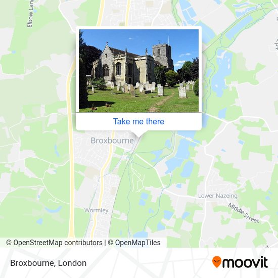 How to get to Broxbourne in Hoddesdon by train, bus or Tube?